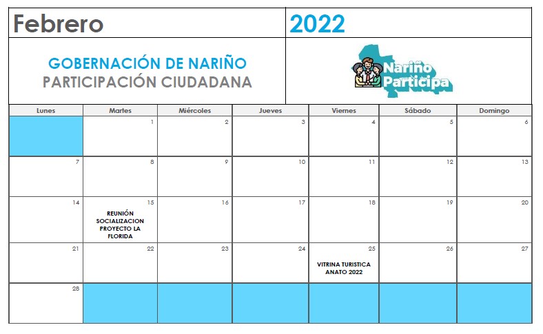 Calendario de la Estrategia de Participación Ciudadana 